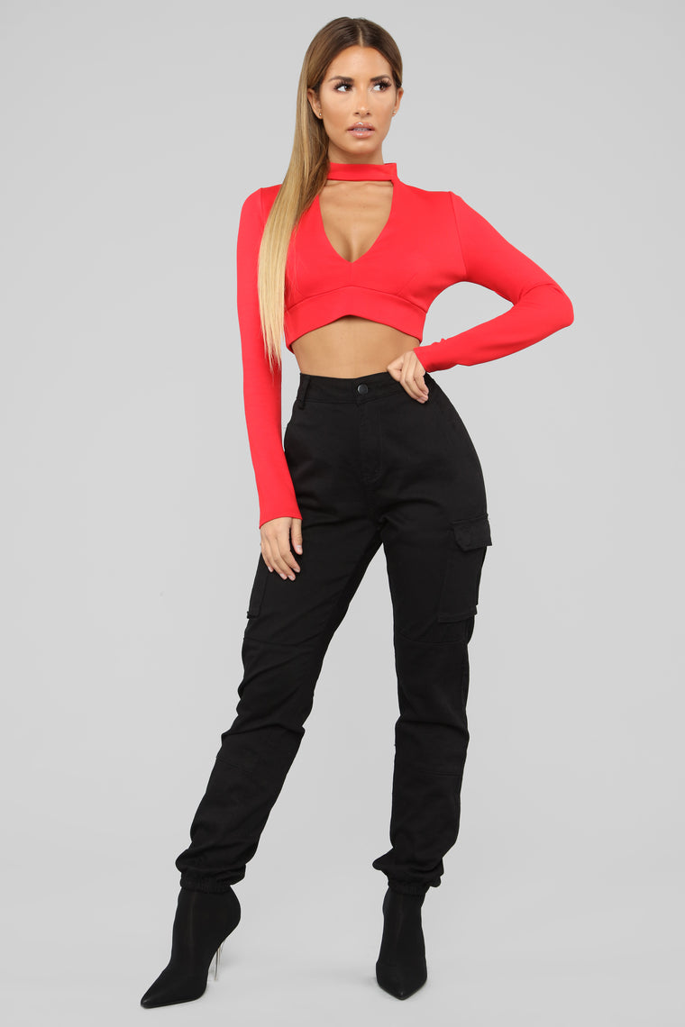 Amber Mock Neck Top - Red, Knit Tops | Fashion Nova