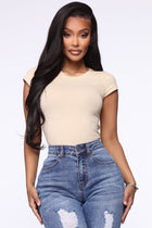 Lily Crew Neck Top - Taupe