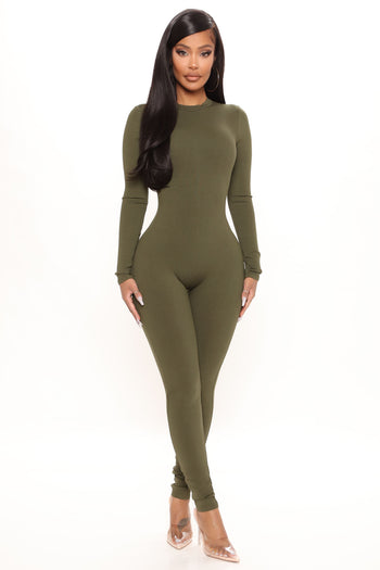 Jayda Green Jumpsuit Outfit  Long sleeve outfits, Long sleeve bodycon  romper, Jumpsuits for women