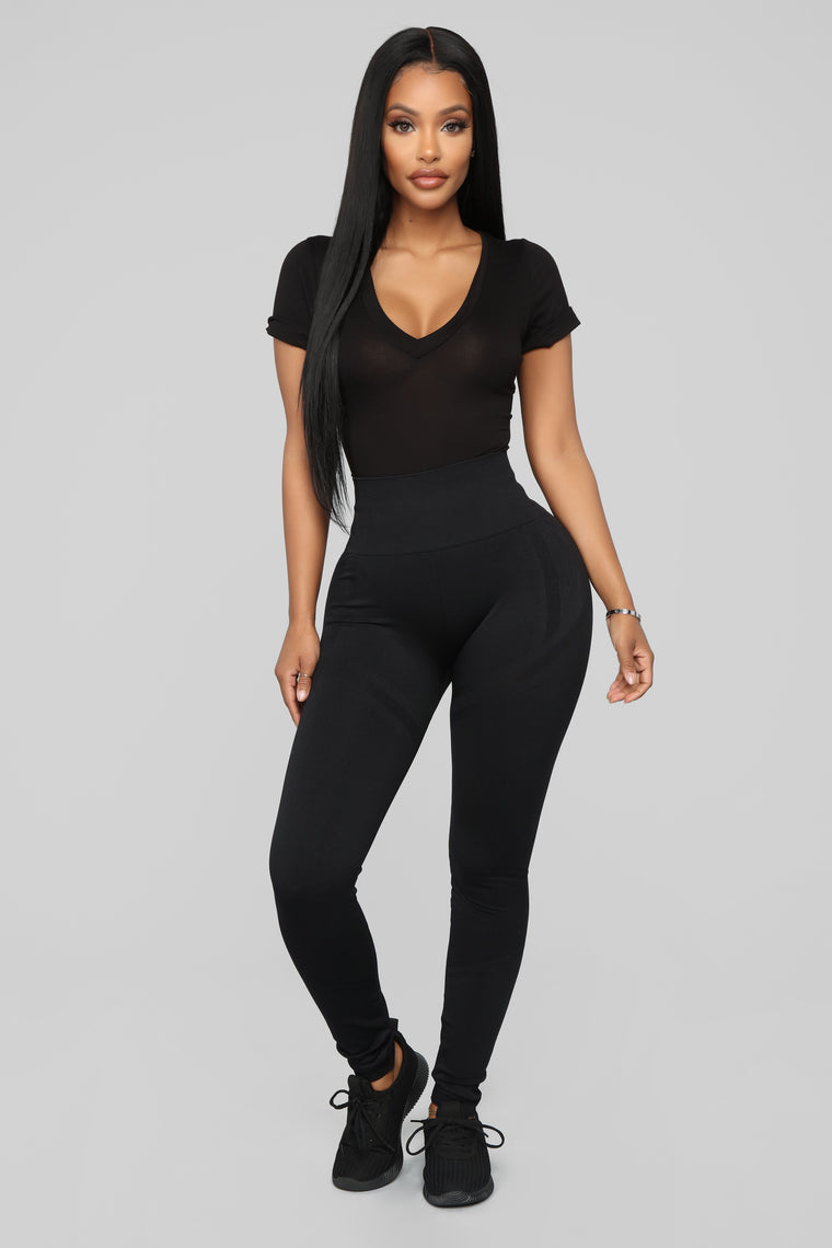 In Your Dreams Seamless Leggings - Black