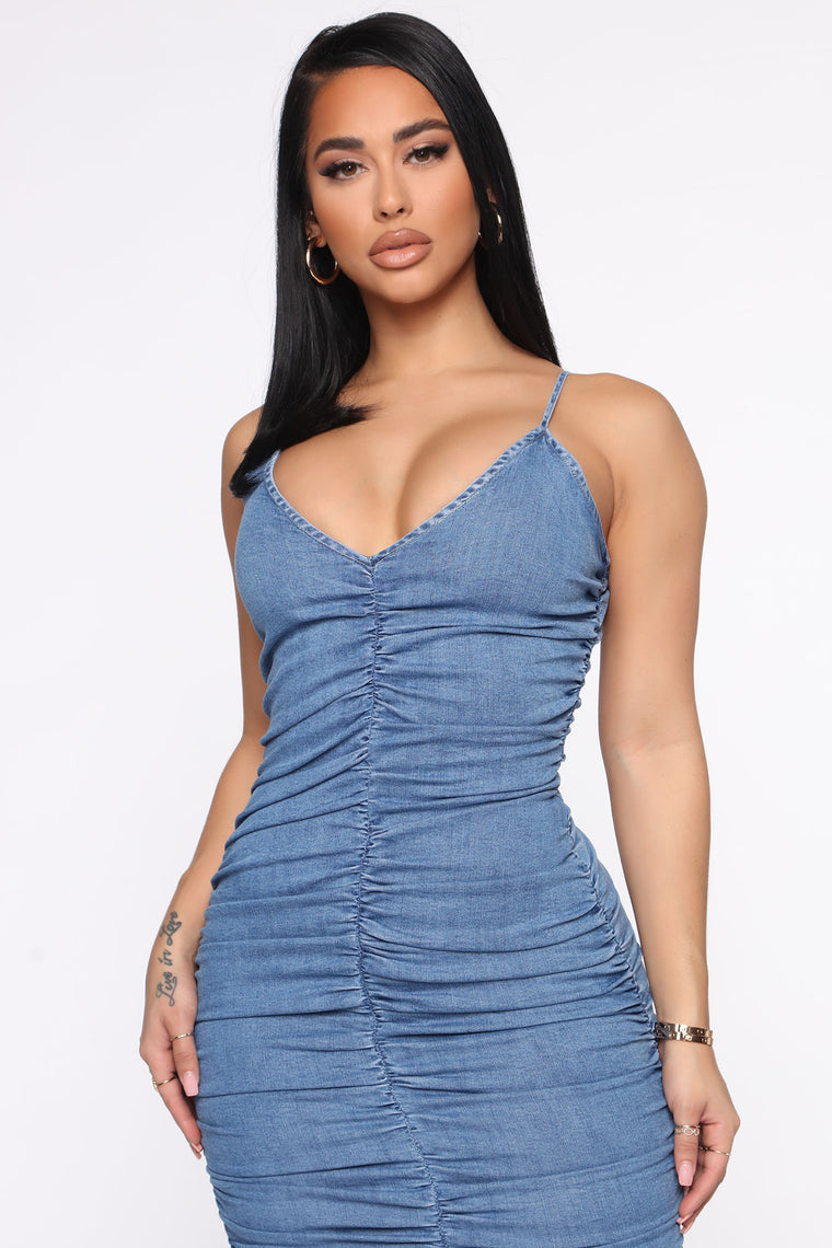 blue jean dress fashion nova