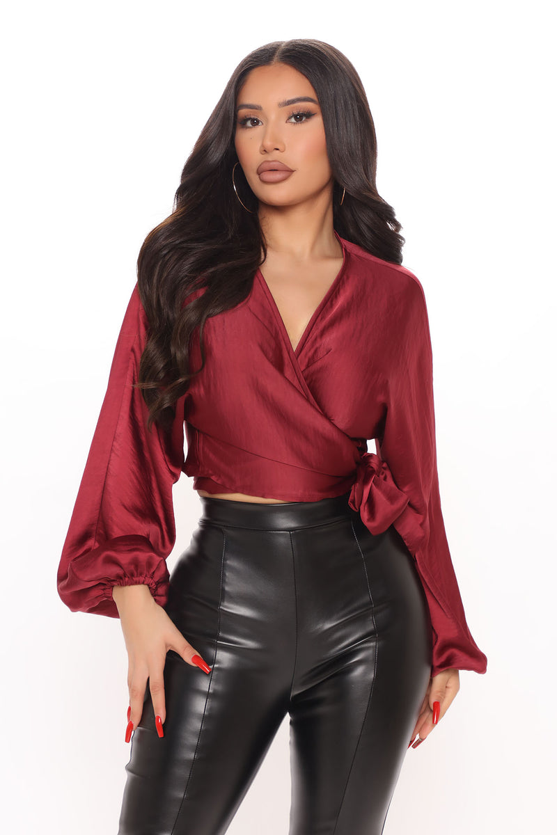 Young And In Love Satin Top - Wine | Fashion Nova, Shirts & Blouses ...