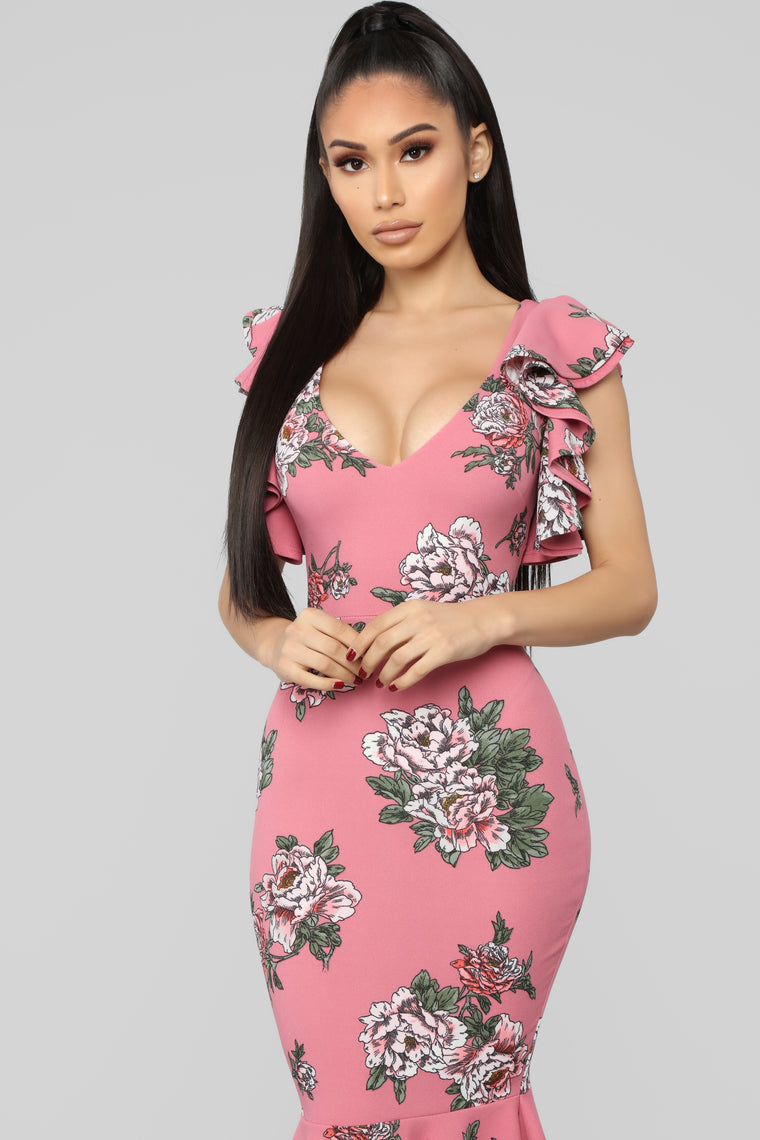 Growing Soul Floral Midi Dress - Rose/Multi, Dresses | Fashion Nova