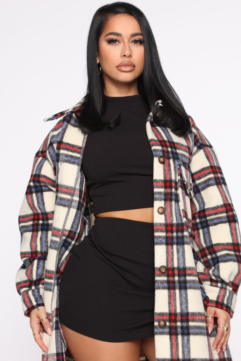 Warmest Walk Oversize Coat - Red/combo | Fashion Nova, Jackets & Coats ...