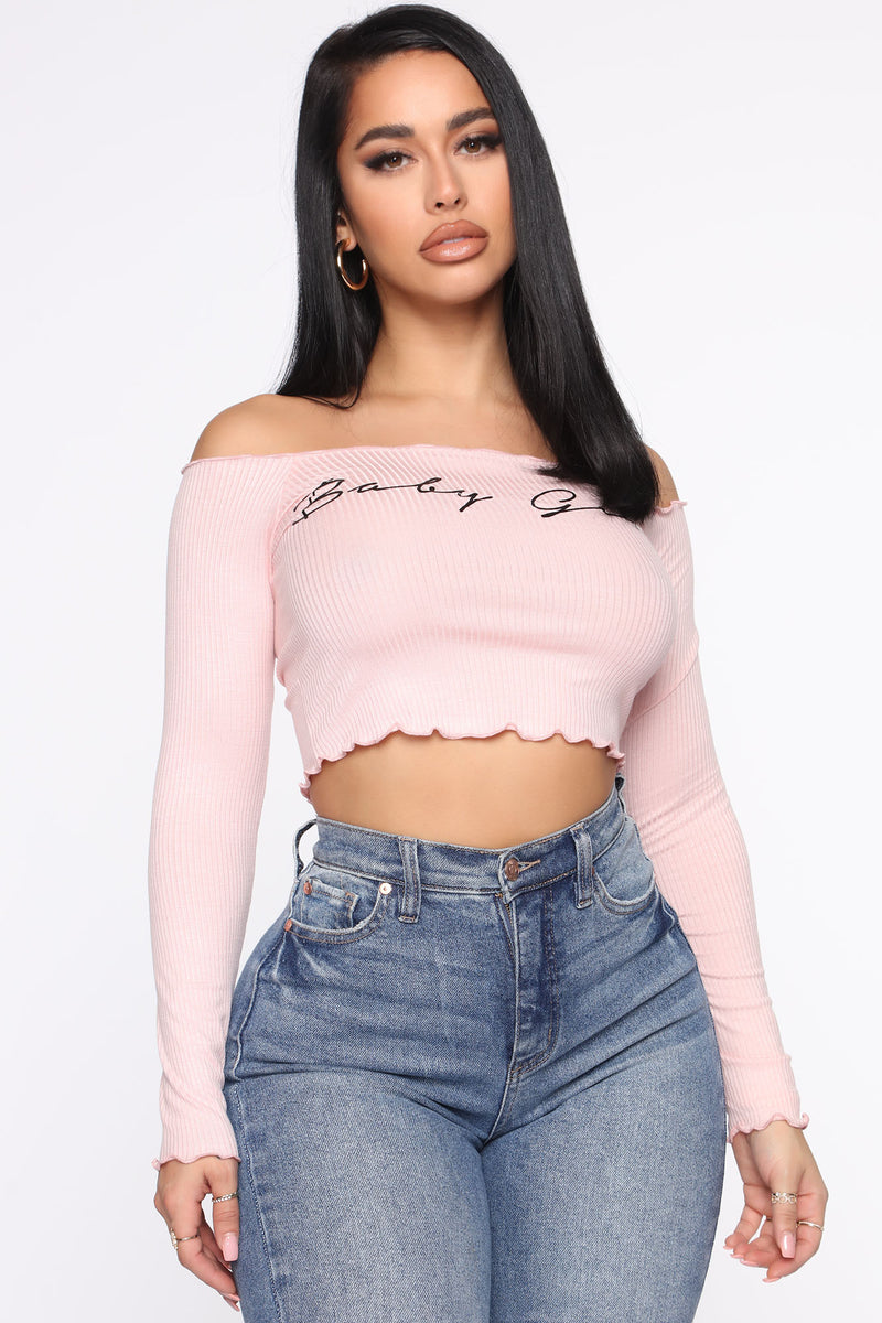 Baby Girl Long Sleeve Off Shoulder Top - Pink | Fashion Nova, Graphic ...