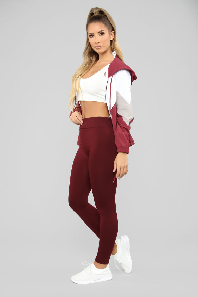 Dress Like Jess Windbreaker Jacket - Burgundy/Combo