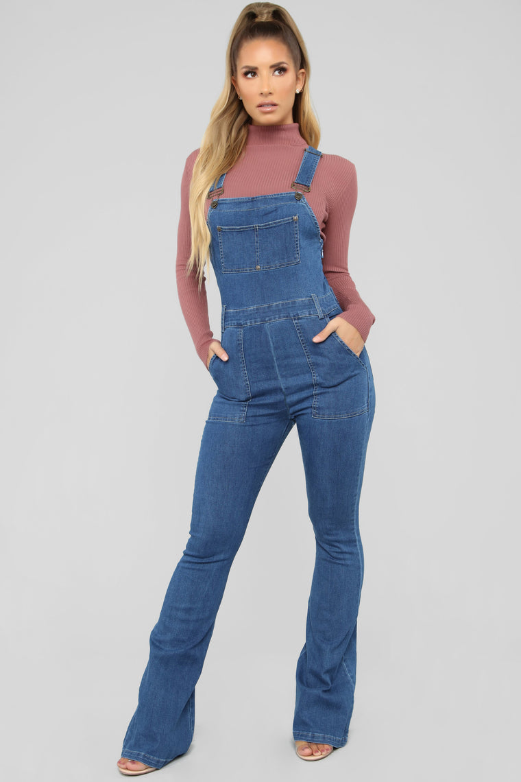 denim jumpsuit flare leg