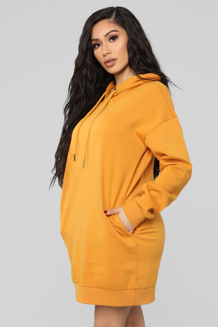 hoodie dress yellow