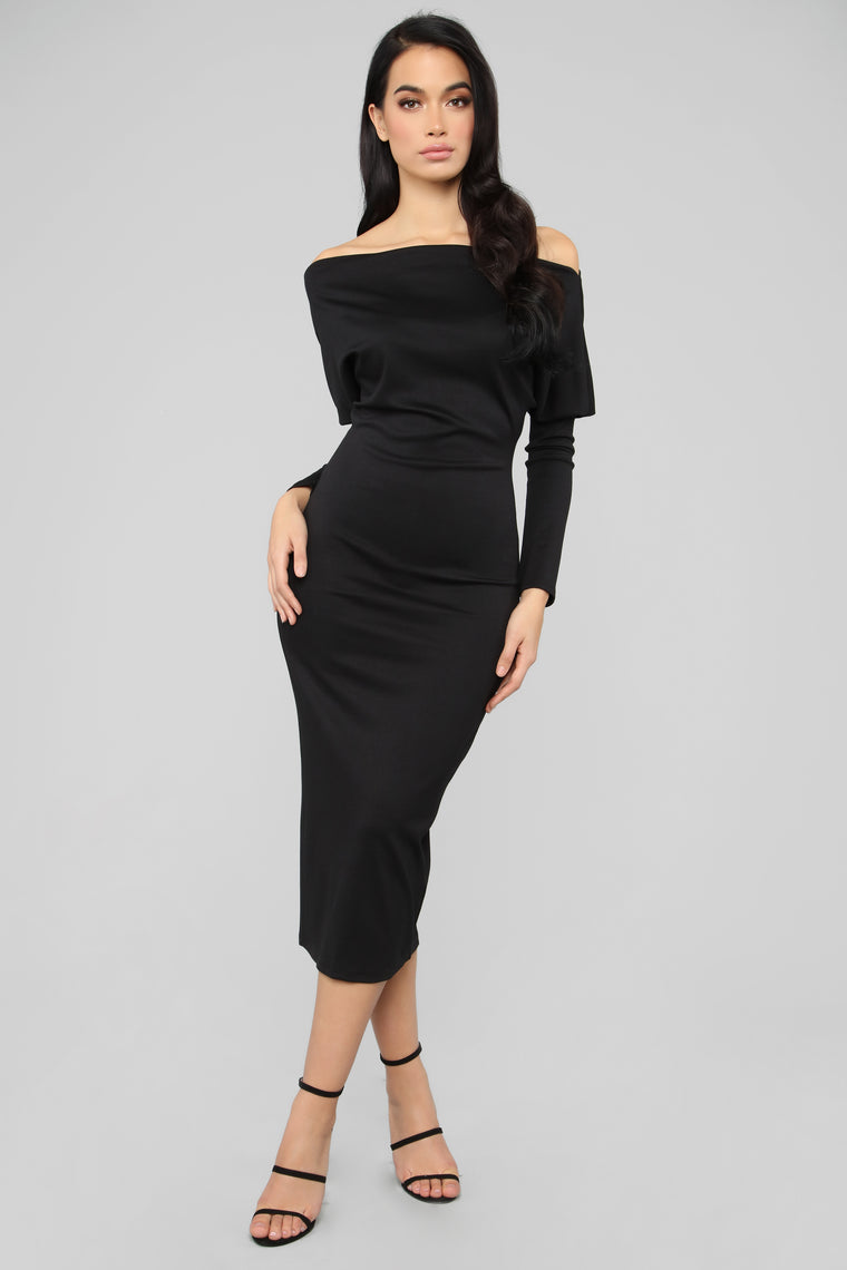 classy black midi dress