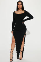 Seduction Sweater Maxi Dress - Black