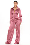 Fabulosity Stretch Satin Jumpsuit - Mauve