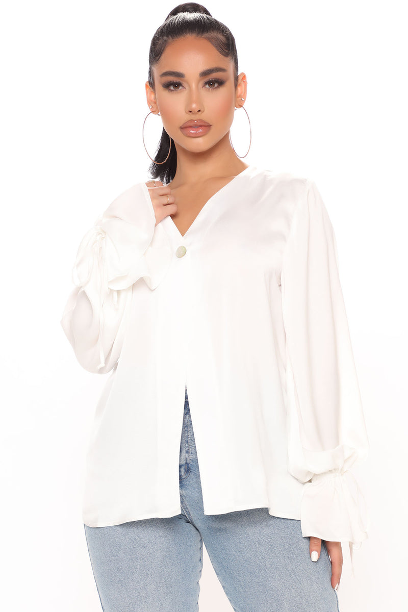 Smitten Satin Top - White | Fashion Nova, Shirts & Blouses | Fashion Nova