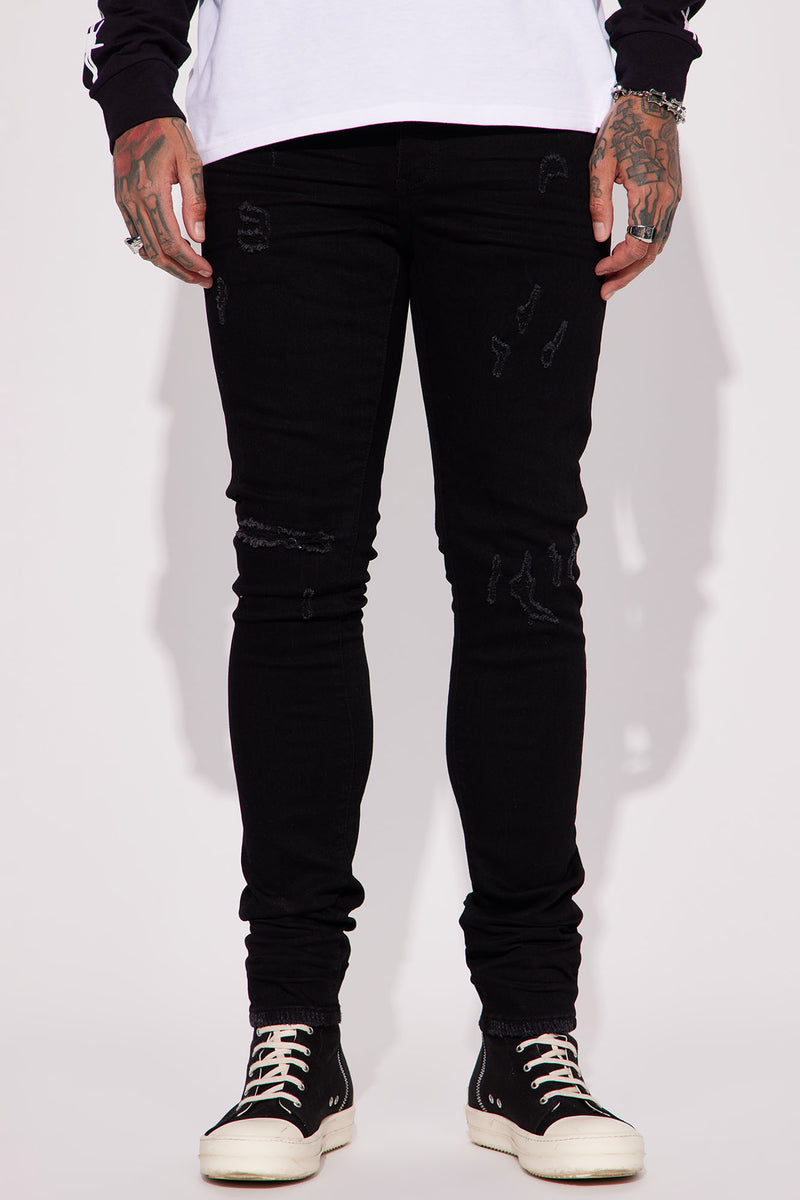 Jet Ripped Stacked Skinny Jeans - Black | Fashion Nova, Mens Jeans ...