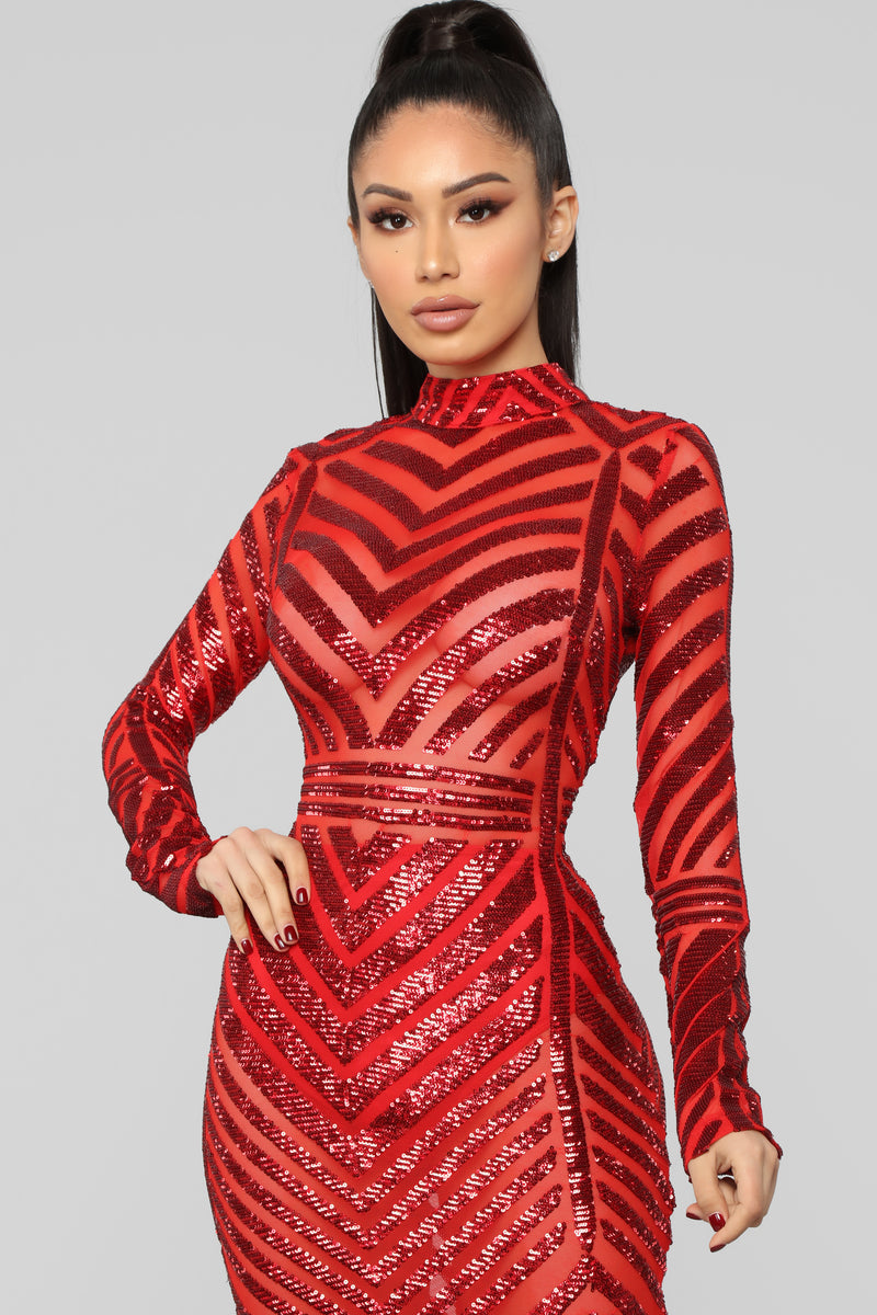 Misbehave Sequin Midi Dress Red Fashion Nova Luxe Fashion Nova 