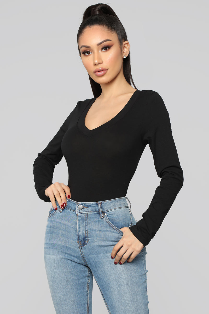 Sami V Neck Top - Black | Fashion Nova, Basic Tops & Bodysuits ...