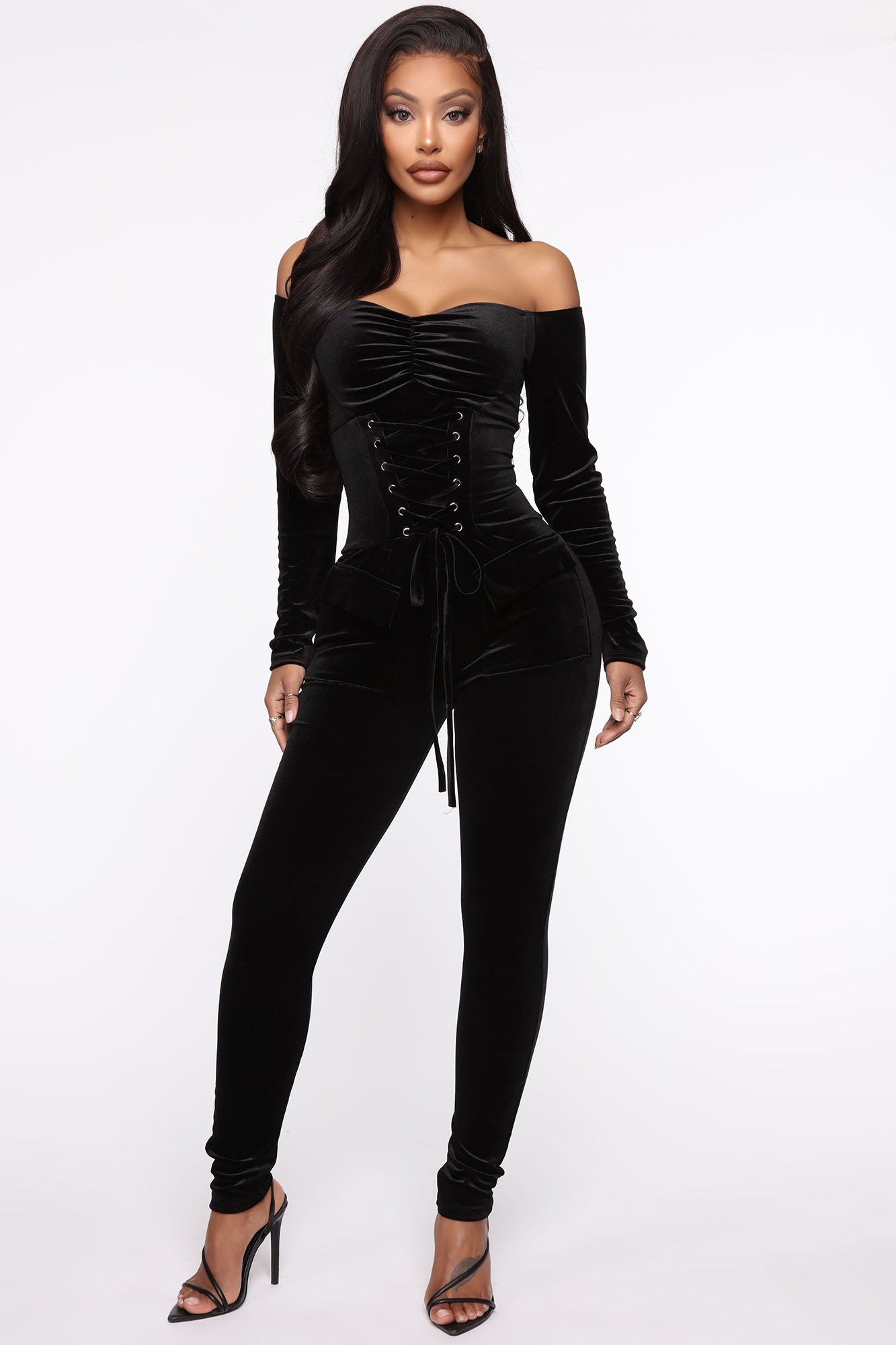 Figure Flaunting Velvet Jumpsuit - Black – Fashion Nova