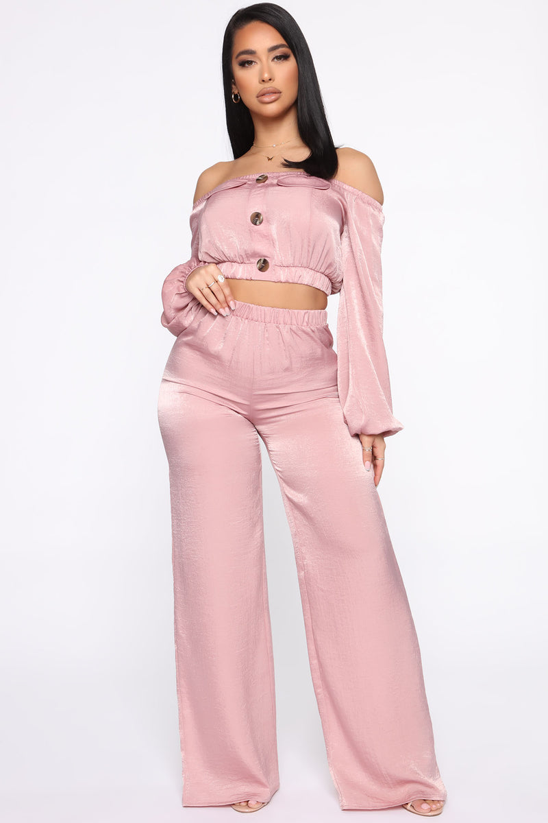 Satin For You Pant Set - Mauve | Fashion Nova, Matching Sets | Fashion Nova