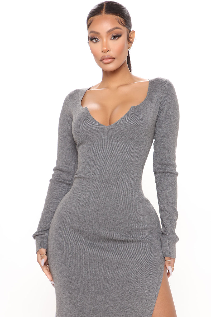 Warm And Cozy Sweater Maxi Dress Grey Fashion Nova Dresses 