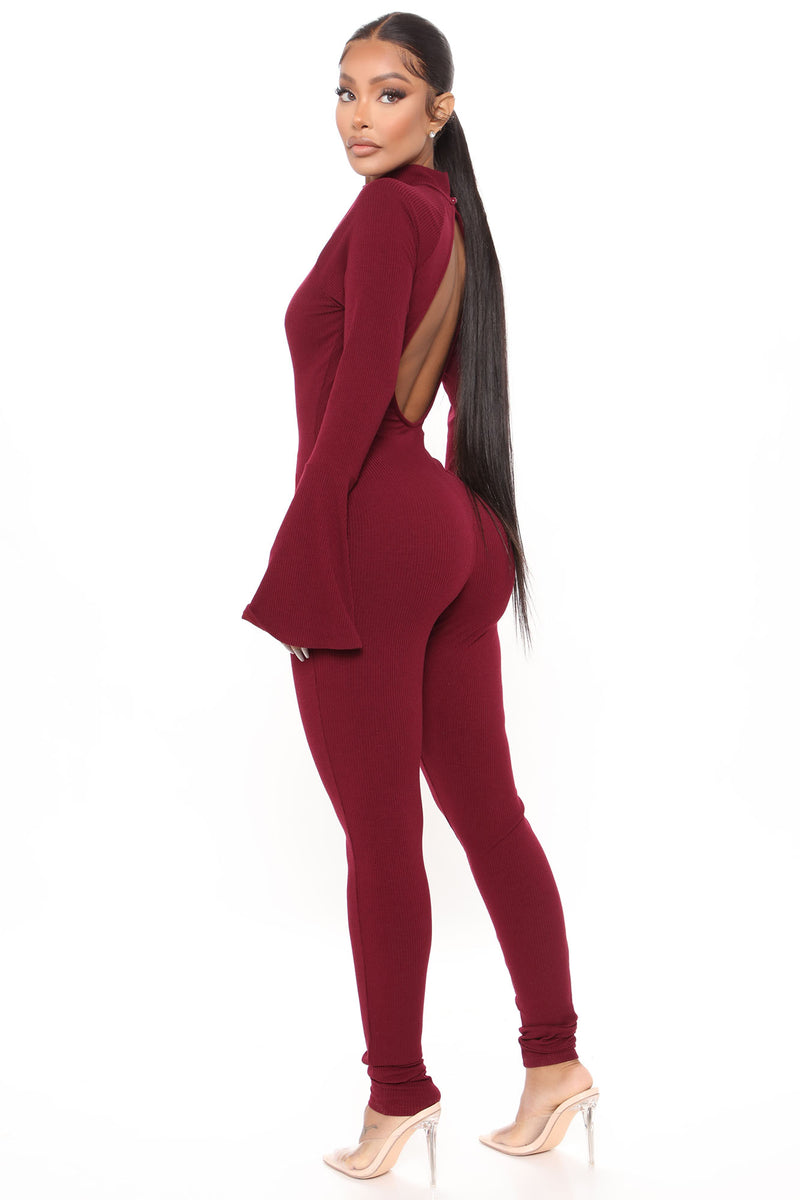 Horizon Rib Skinny Leg Jumpsuit - Burgundy | Fashion Nova, Jumpsuits ...