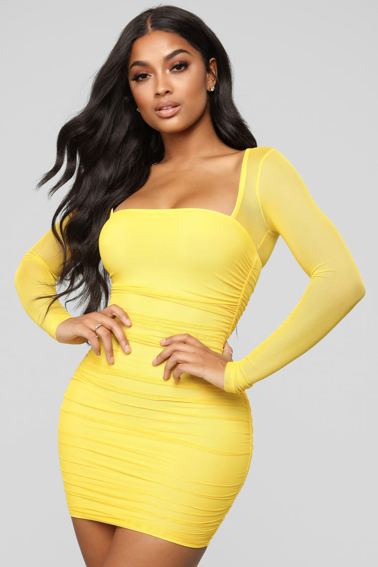 yellow mini dress fashion nova