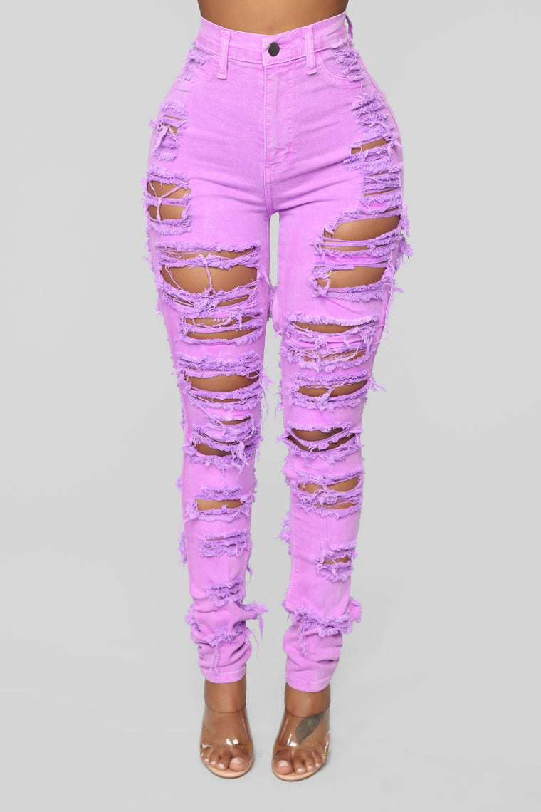 purple ripped jeans