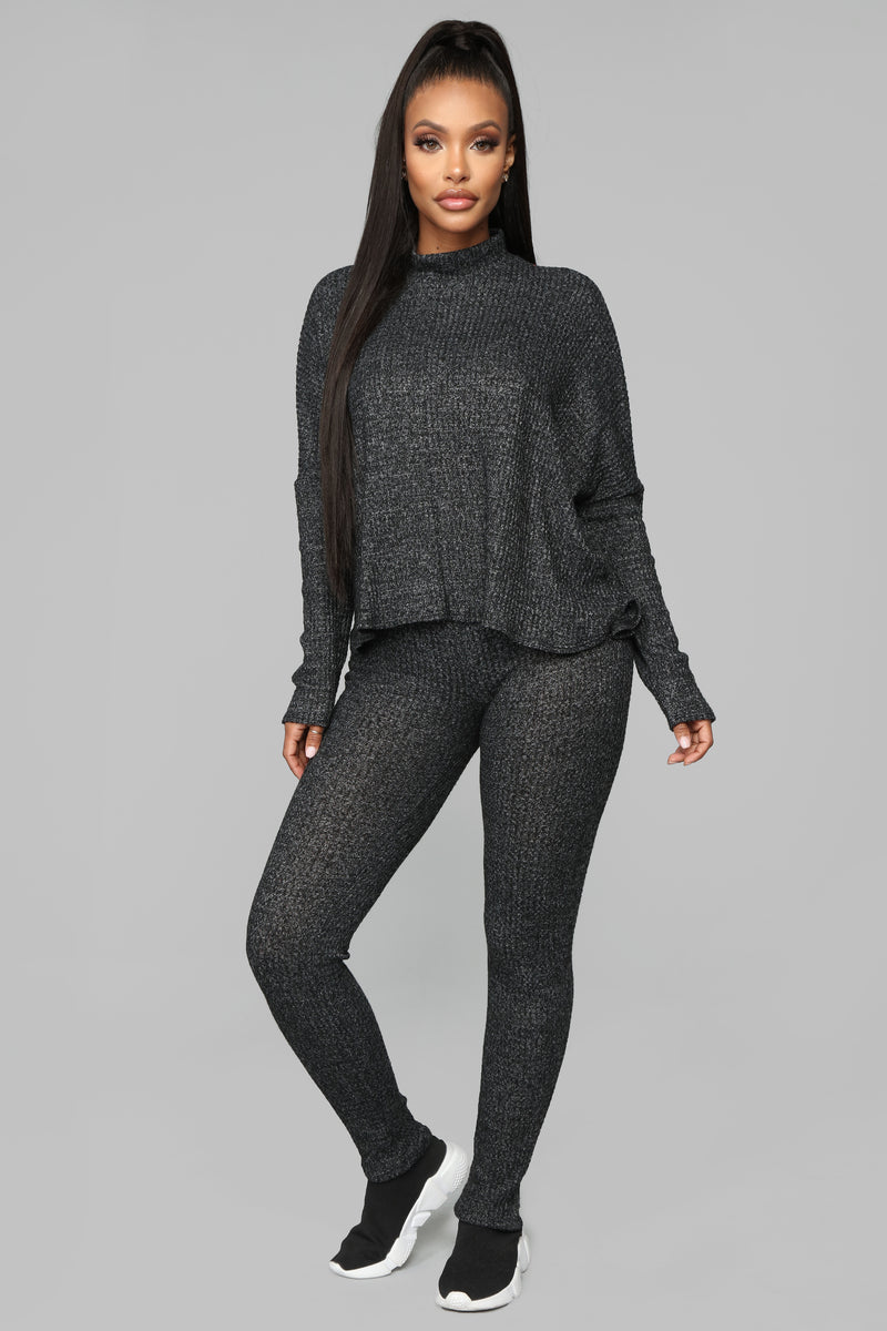 Sit By The Fire Cozy Set - Black | Fashion Nova, Matching Sets ...