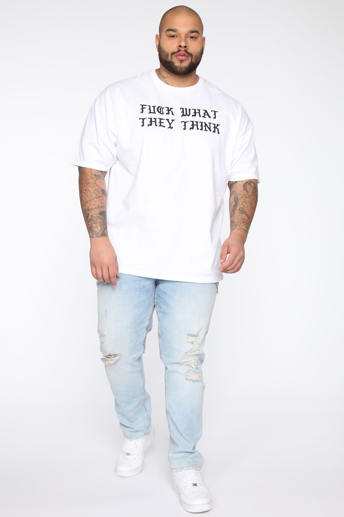 Fuck Em' Short Sleeve Tee - White/Black – Fashion Nova