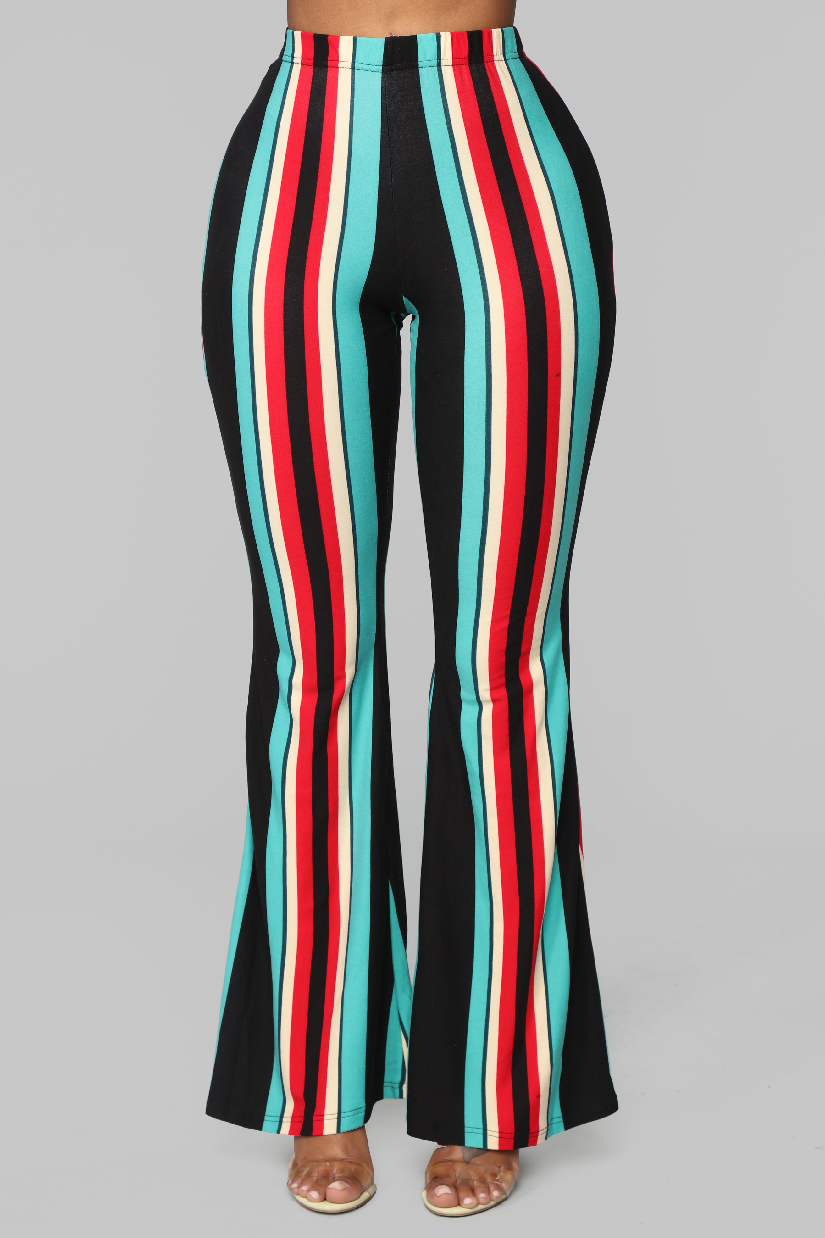 red striped flare pants