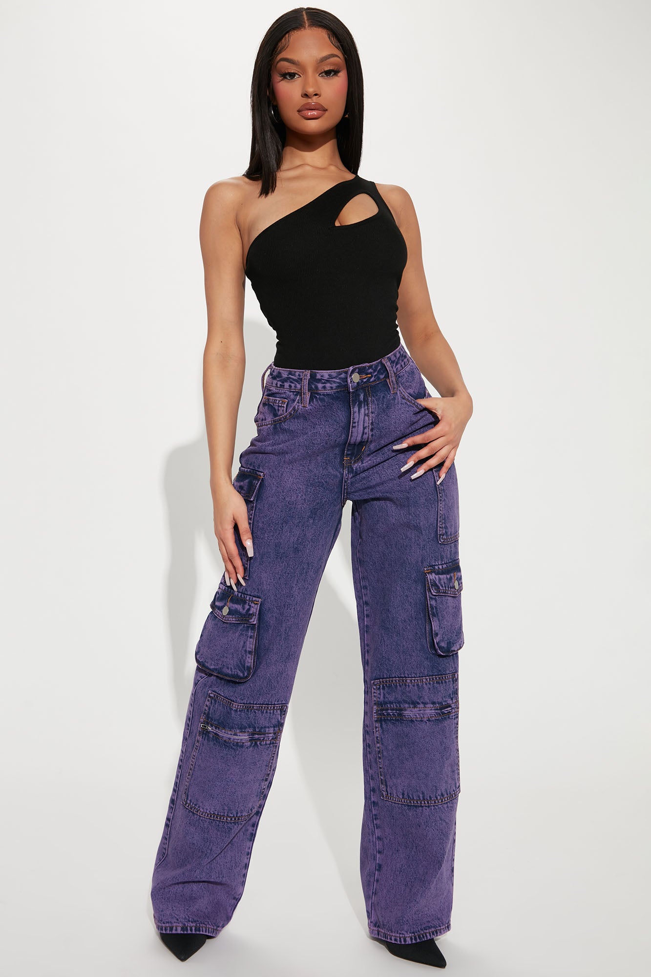 Image of Mad For You Cargo Jeans - Purple