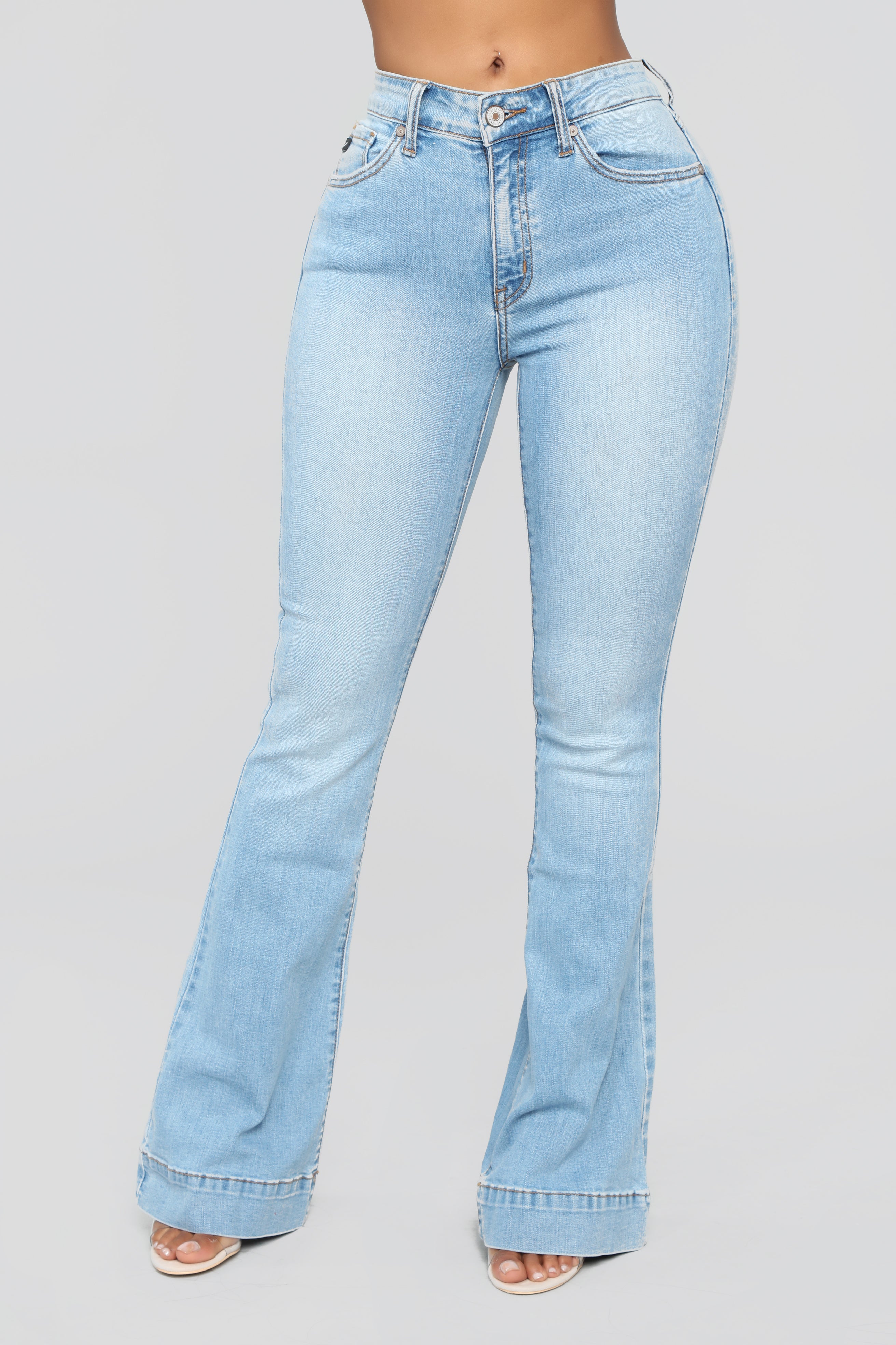 Push For It Flare Jeans - Light Blue Wash