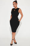 Cubicle Cutie Midi Dress - Black