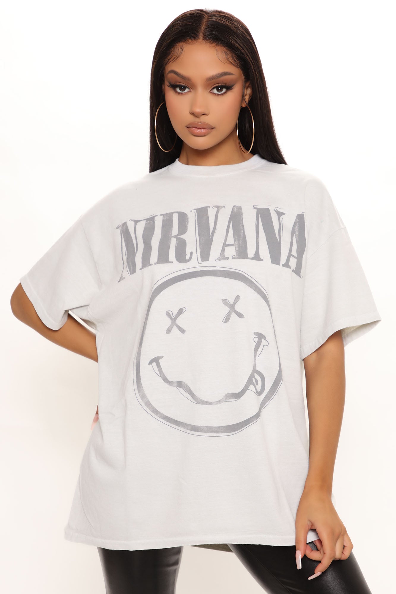 Nirvana Smile Washed Tee - Grey/Grey | Fashion Nova, Graphic Tees | Fashion  Nova