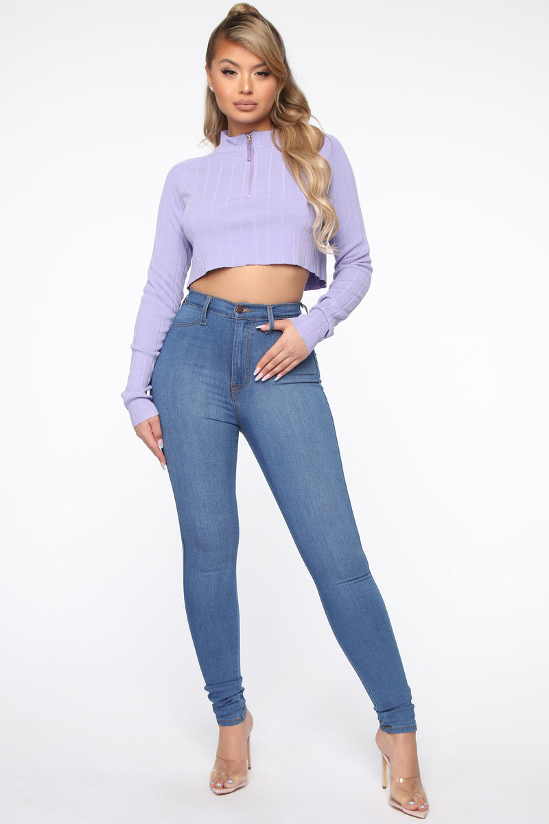 Call Knit A Day Cropped Sweater - Violet | Fashion Nova, Sweaters ...