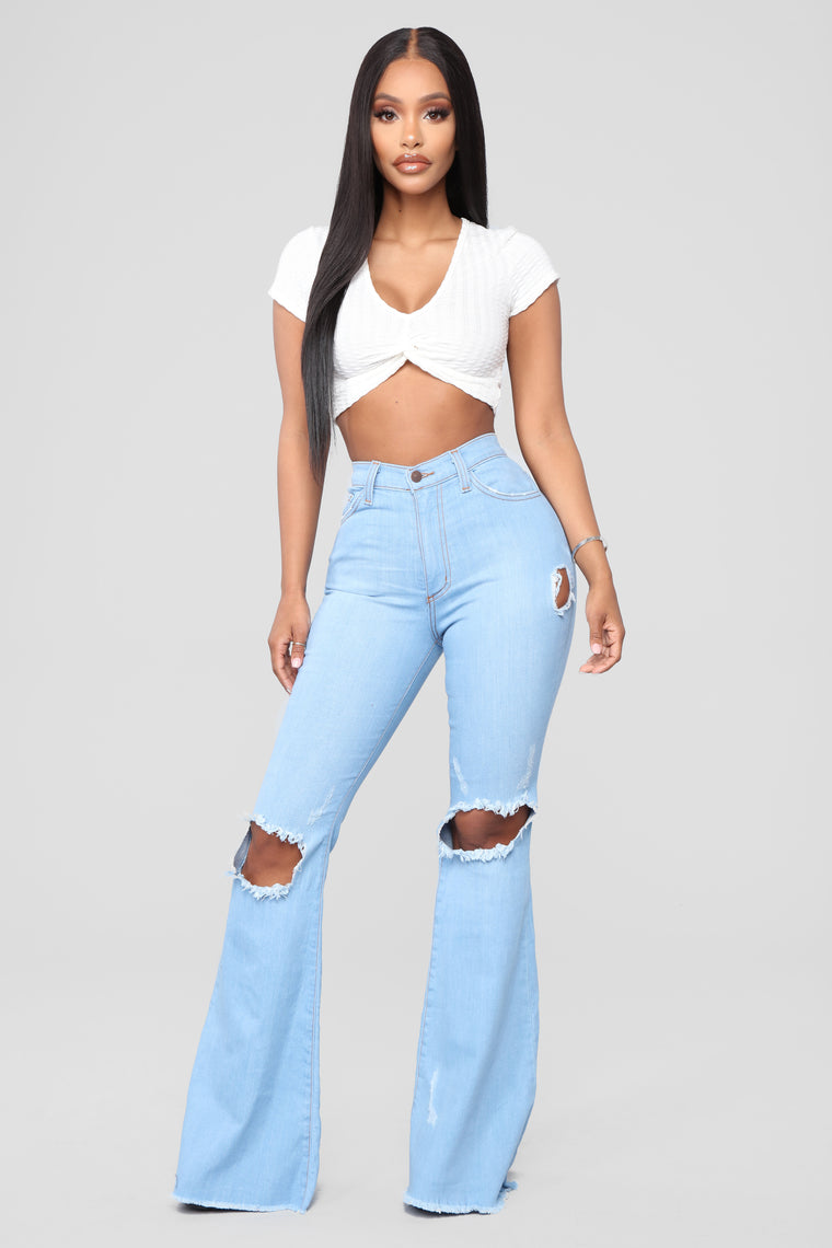 blue ripped biker jeans