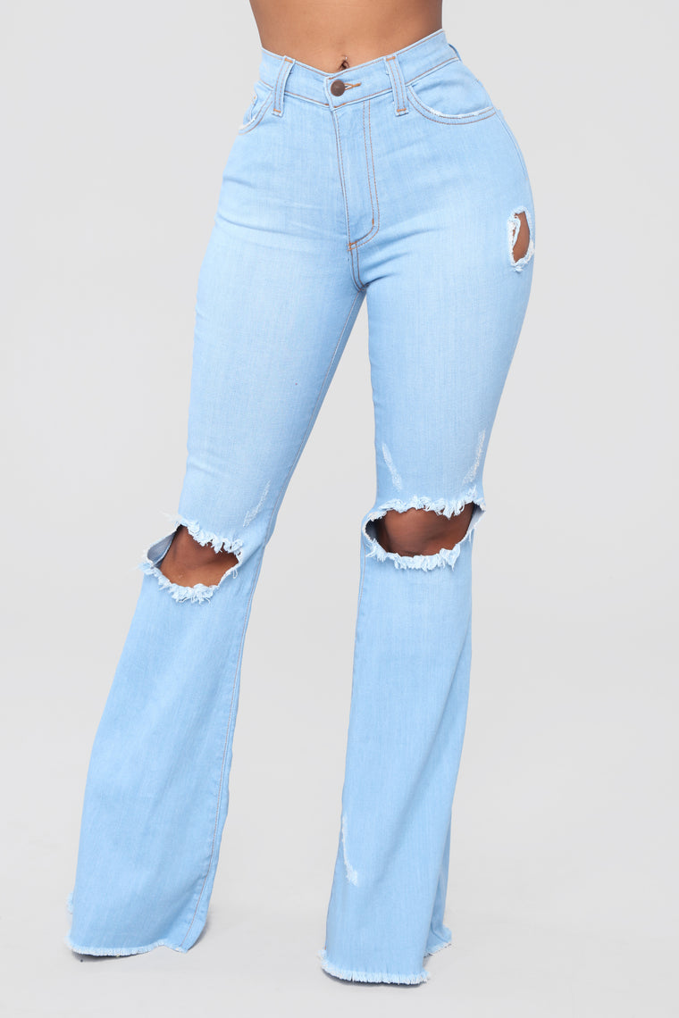 light denim flare jeans