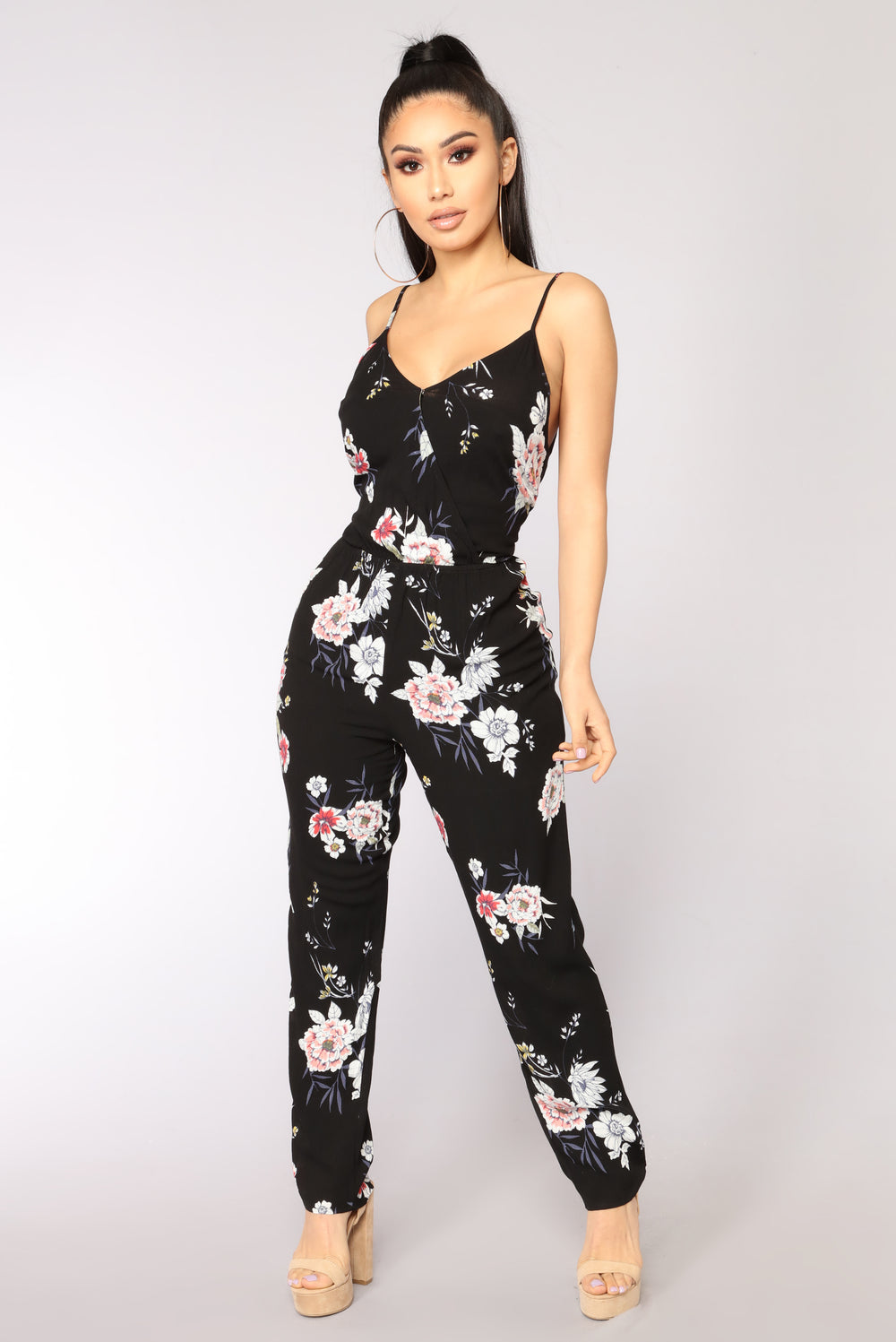 Vacation Days Floral Jumpsuit - Black