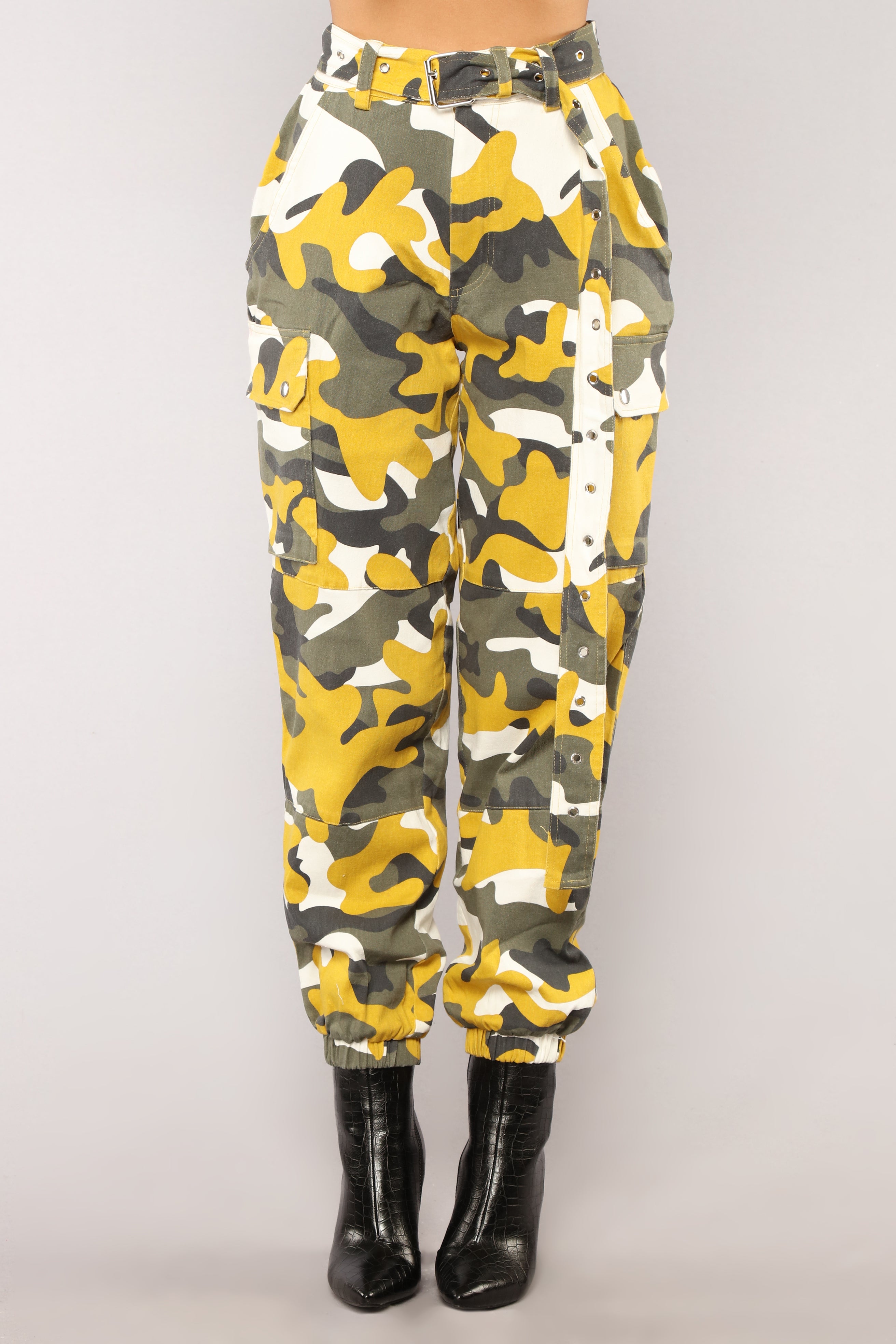 yellow camo joggers