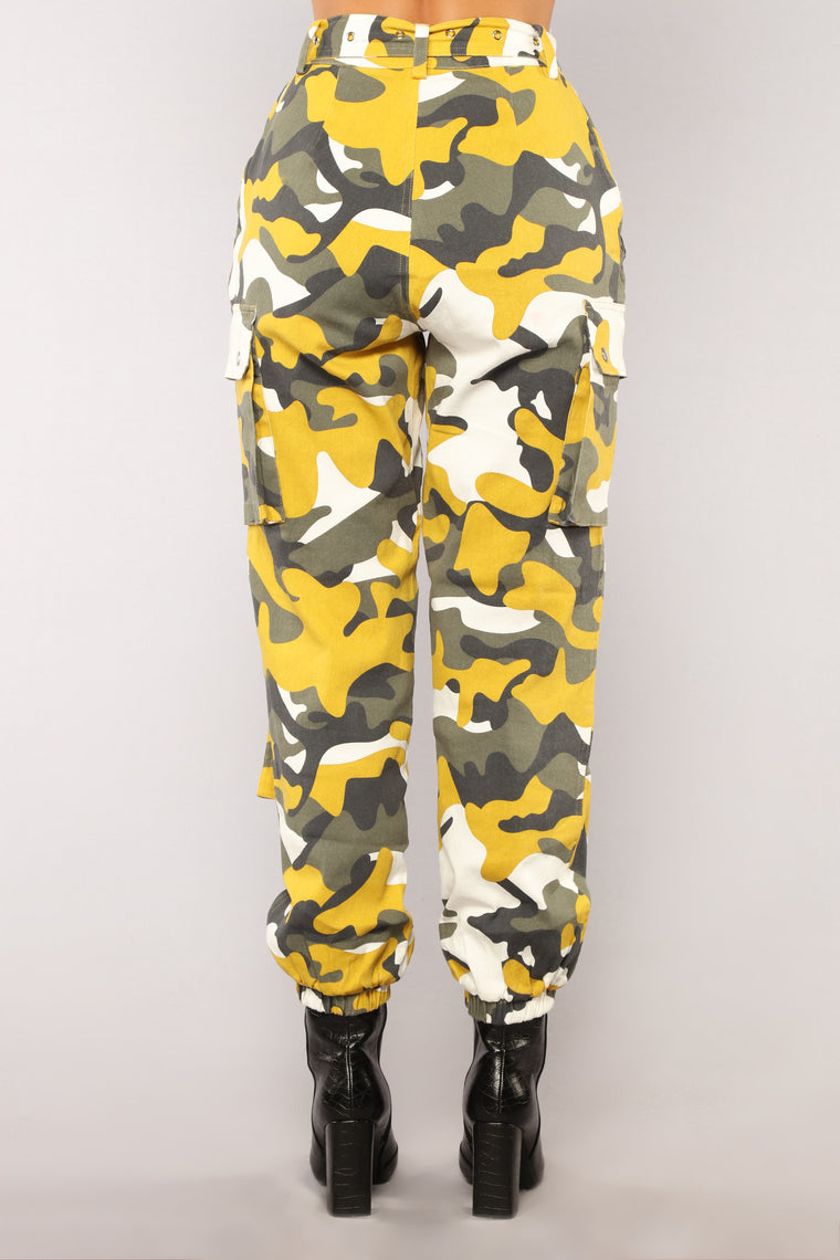 Nova Nation Camo Joggers - Yellow, Pants | Fashion Nova