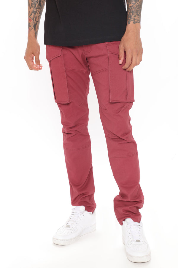 mens burgundy cargo shorts