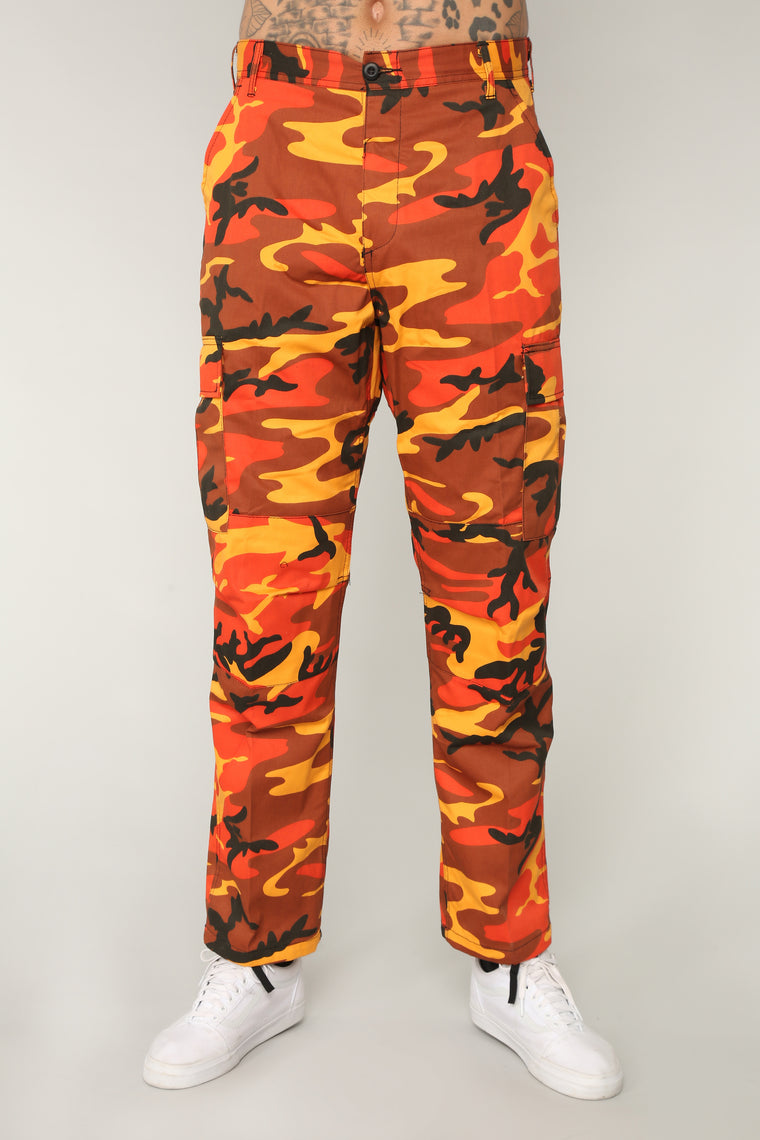orange camo pants fashion nova