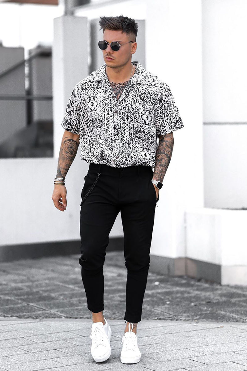 Carson Short Sleeve Woven Top - Black/combo | Fashion Nova, Mens Shirts ...