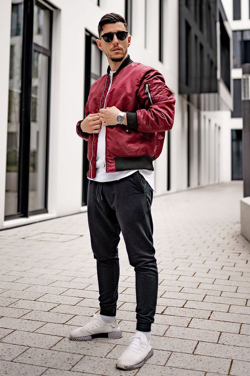 Chosen Varsity Bomber Jacket Burgundy/combo | lupon.gov.ph