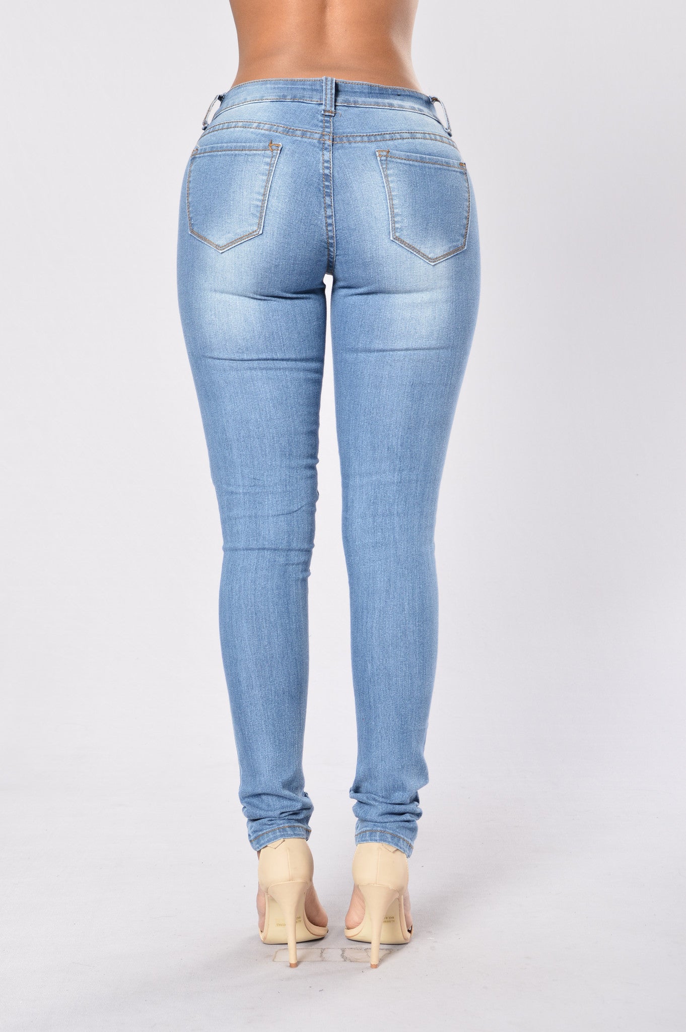 Worn and Torn Jeans - Medium Blue