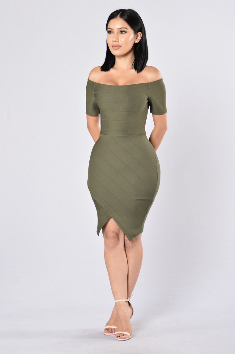 fashion nova olive green dress