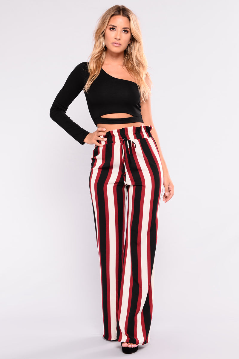Stripe Right Pants - Burgundy | Fashion Nova, Pants | Fashion Nova