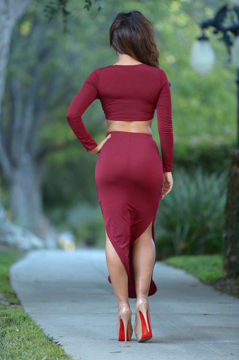 Jessica Skirt Burgundy Fashion Nova Skirts Fashion Nova 