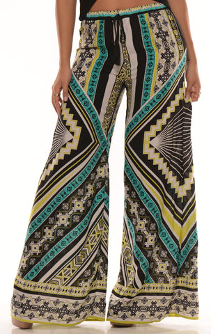 Wide-Leg Bohemian Pant - Navy