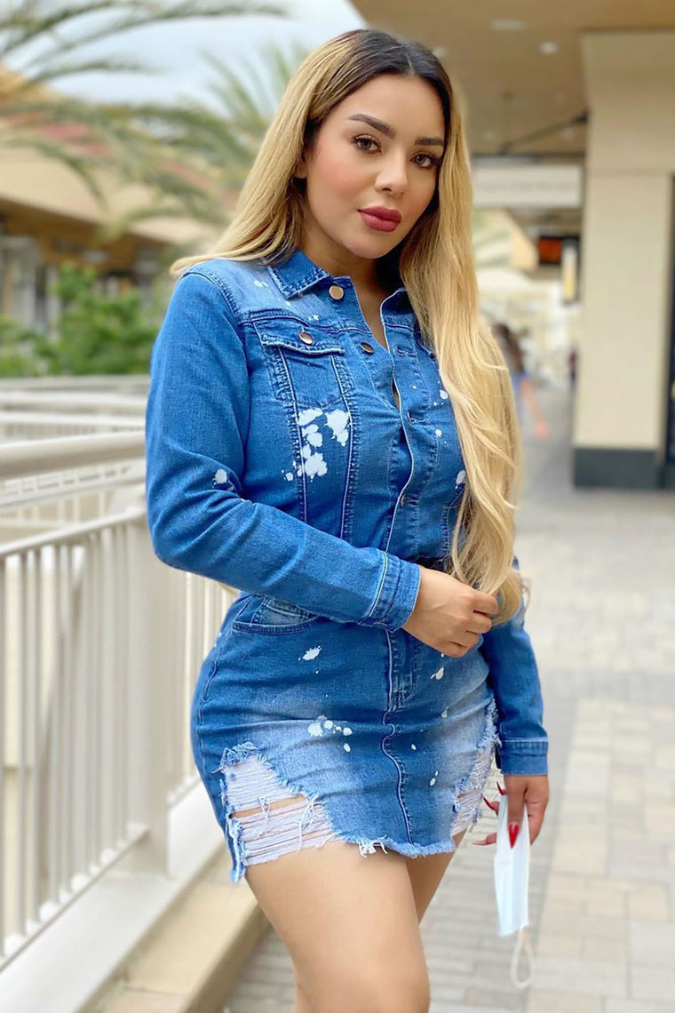 blue jean dress fashion nova