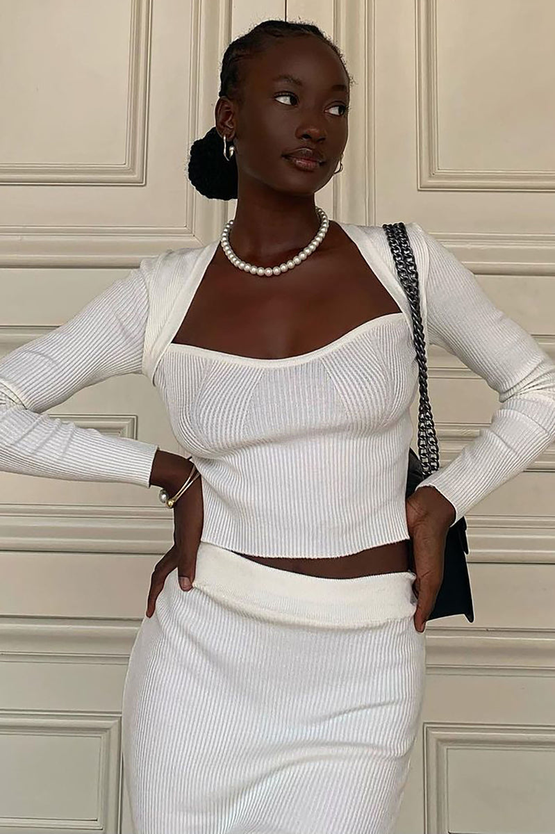 Donna Ribbed Skirt Set - White | Fashion Nova, Nova Vintage | Fashion Nova
