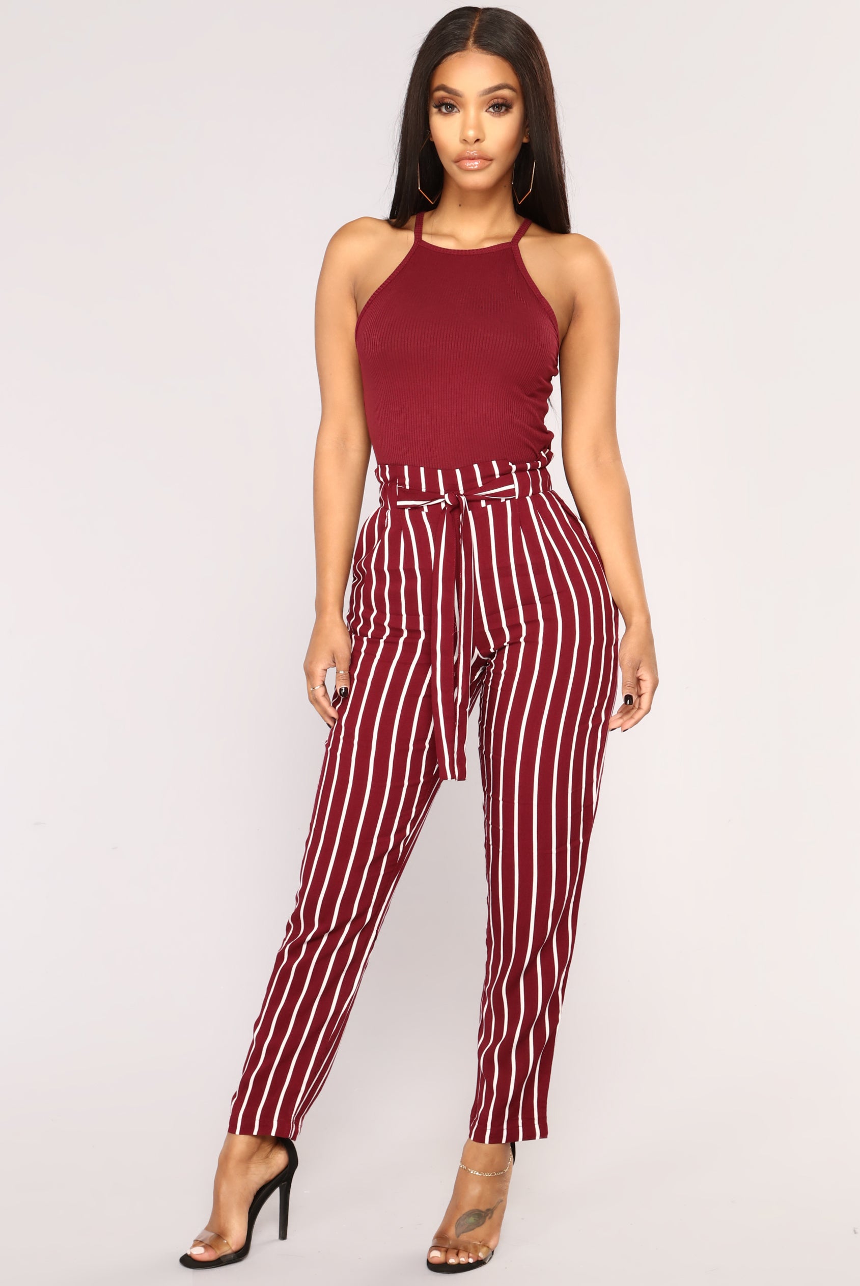 striped pants fashion nova